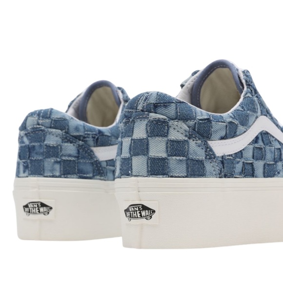 Vans Old Skool Stackform Checkerboard Skate Shoe Woven Denim - Picture 13 of 16